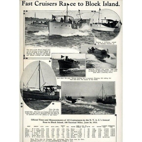 1915 Print Ad Fast Cruisers Block Island Race Great Photos Of Boats Final Times! - Picture 3 of 3